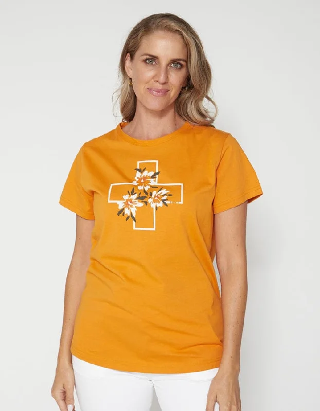 Stella + Gemma | Tee | Caramel Floral Cross