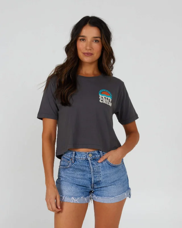 Sundown Crop Tee - Charcoal