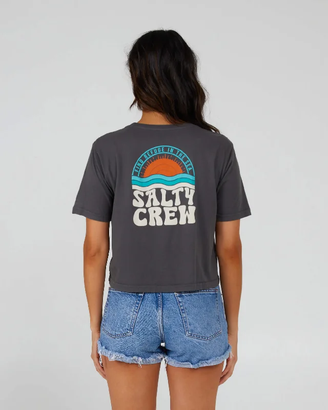 Sundown Crop Tee - Charcoal