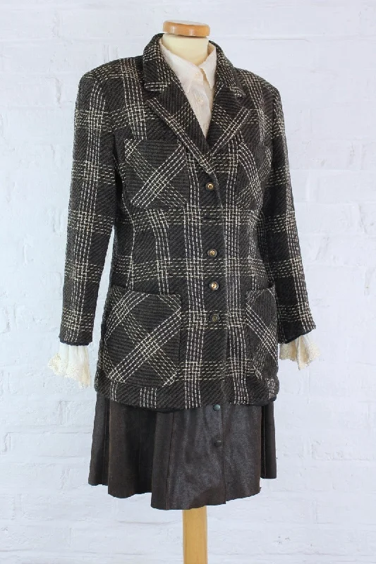 Vintage Valentino Blazer - Deep Cocoa Tartan Stitch - Size S