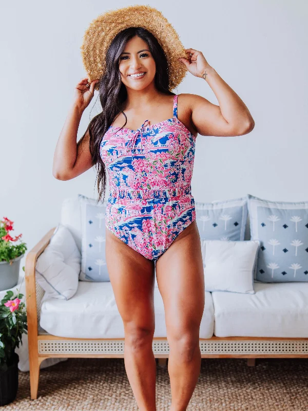 Women's Belted One Piece - Floral Paradise