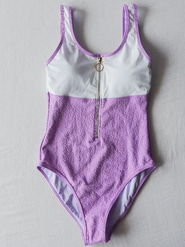 Women's Half Zip One Piece - Wisteria