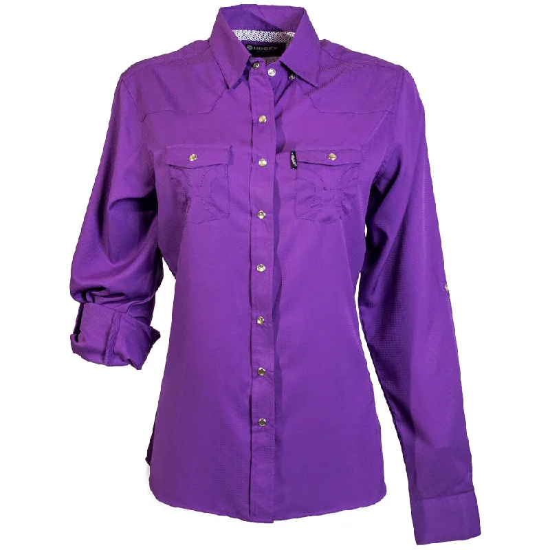 Youth ""Sol"" Girls Purple Long Sleeve Pearl Snap Shirt