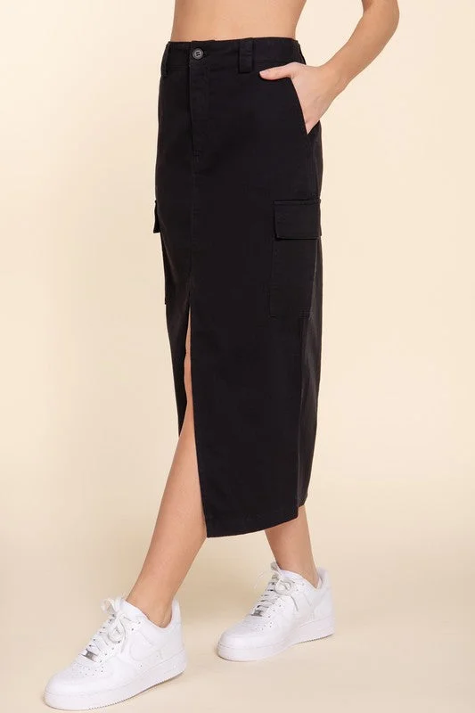 Cotton Midi Cargo Skirt