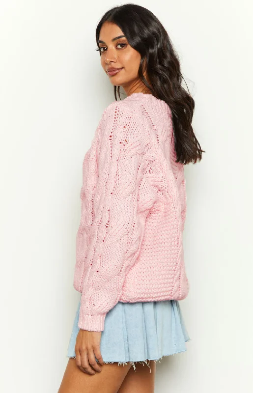 Everlea Pink Cable Knit Sweater