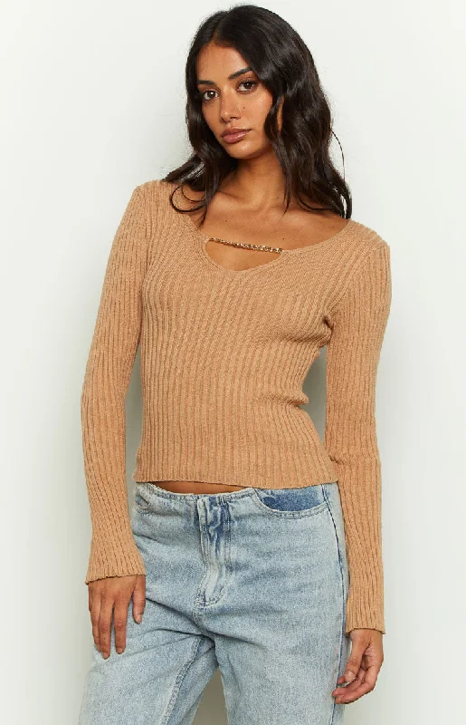 Maren Beige Chain Jumper