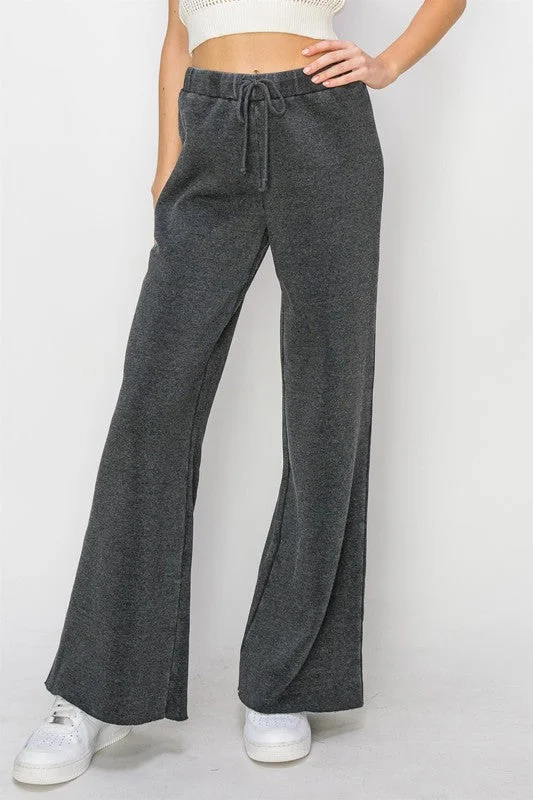 Mid Rise Drawstring Flared Pants